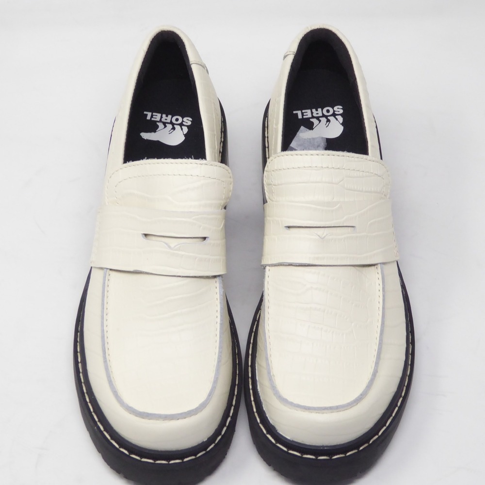 Sorel Women Joan Now City Loafers Chalk White Croc Embossed Lug Sole Size 6.5 - Picture 3 of 9